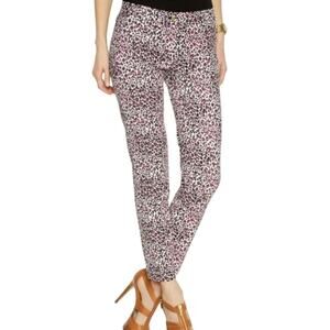 Michael Kors Sz 4 Pink Leopard Animal Print Skinny Ankle Career Pants Funky EUC
